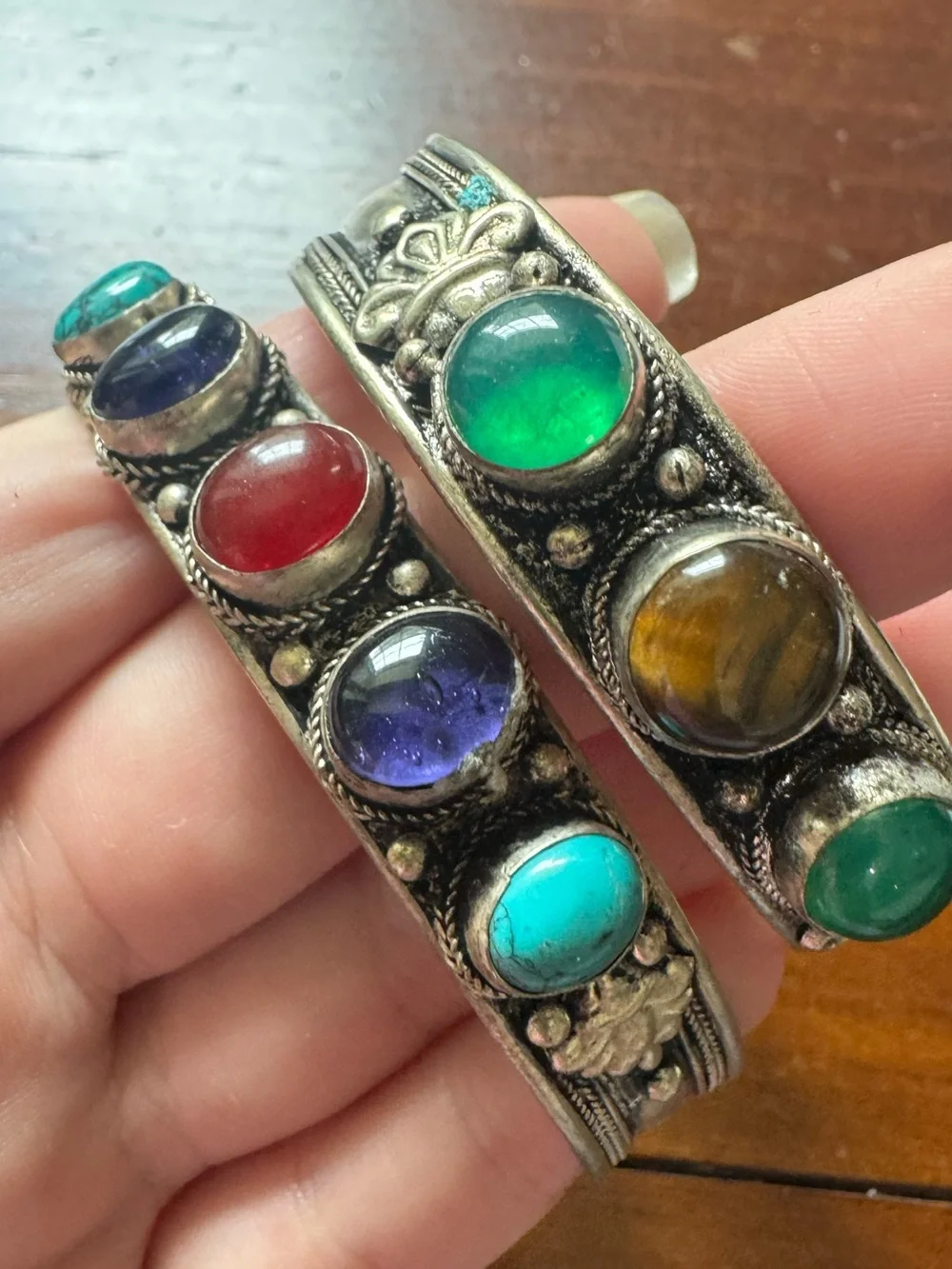 Vintage Lot of Six Silver Tone Rhinestone Bangle Bracelets